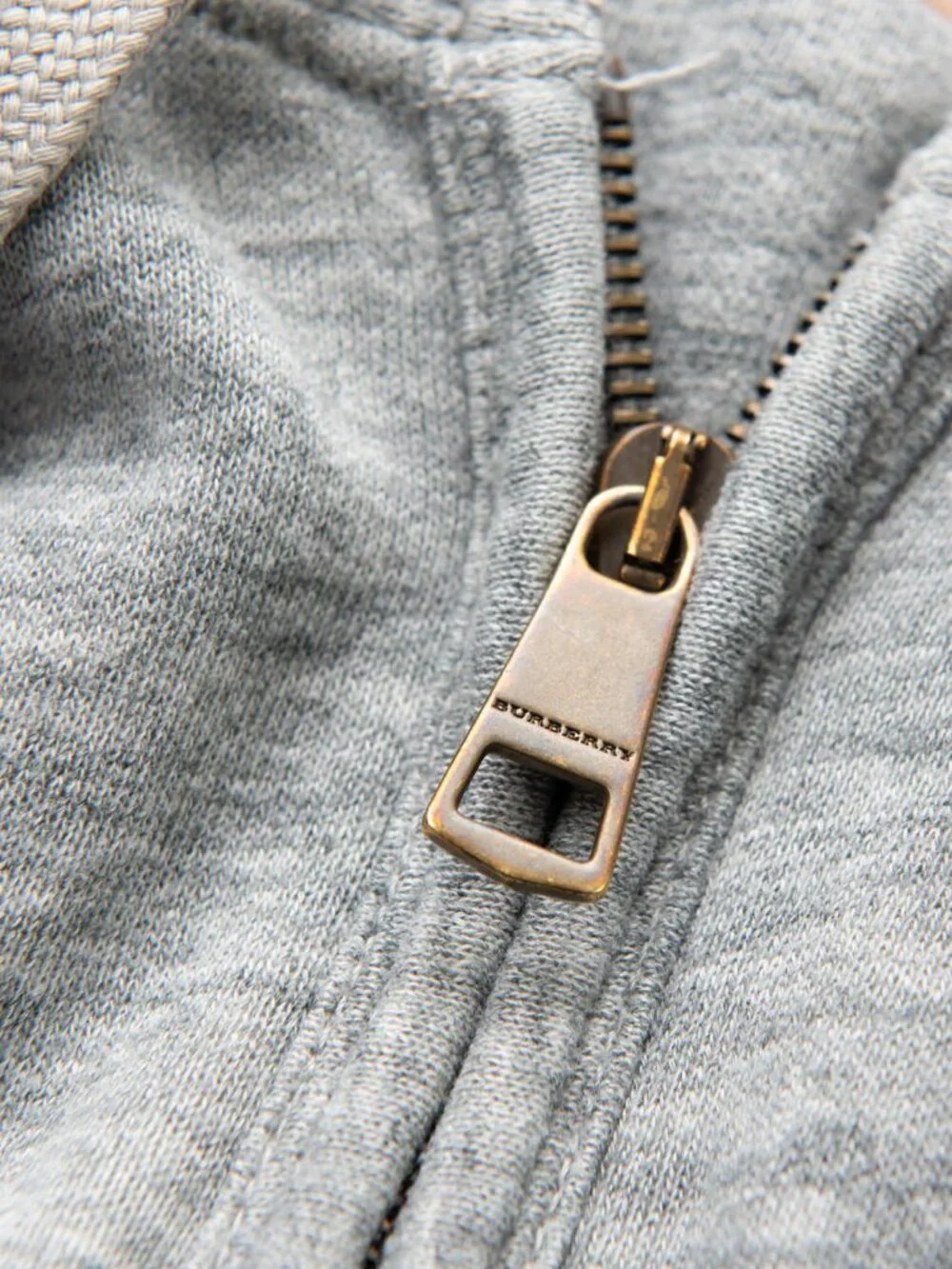 Burberry Brit Chester Hoodie Sweatshirt Full Zip Nova Check Hood Grey Small